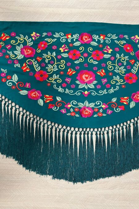 Mantoncillo bordado pequeño verde petroleo