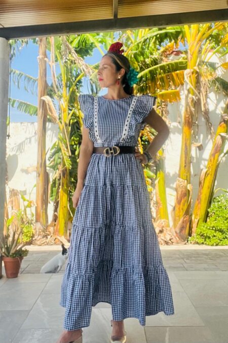 Vestido canastero vichy negro