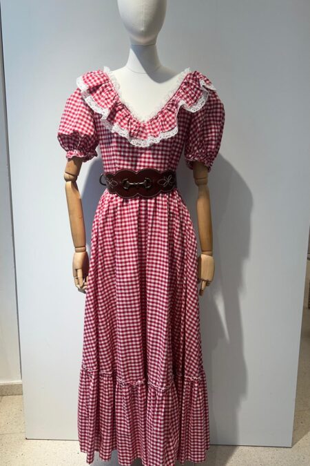 Vestido  vichy rojo manga de farol