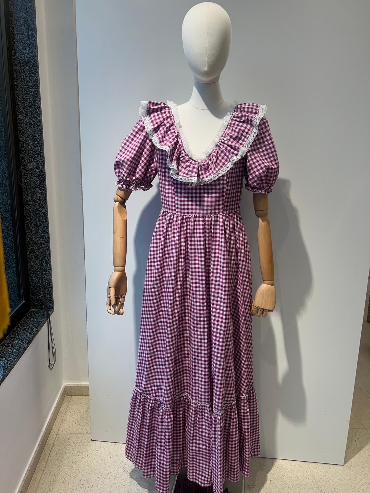 Vestido vichy buganvilla manga de farol