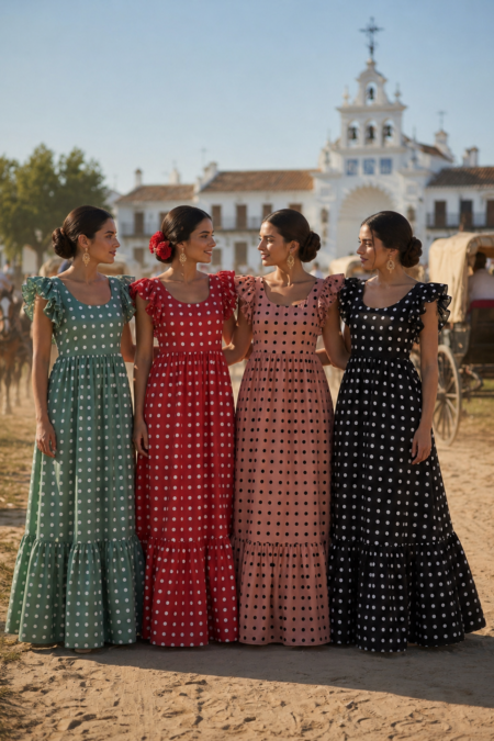 Vestidos de lunares con volantes en las mangas varios colores