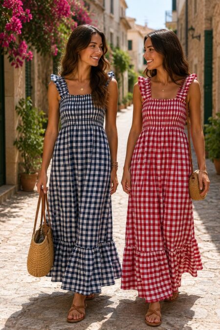Vestido vichy azul marino