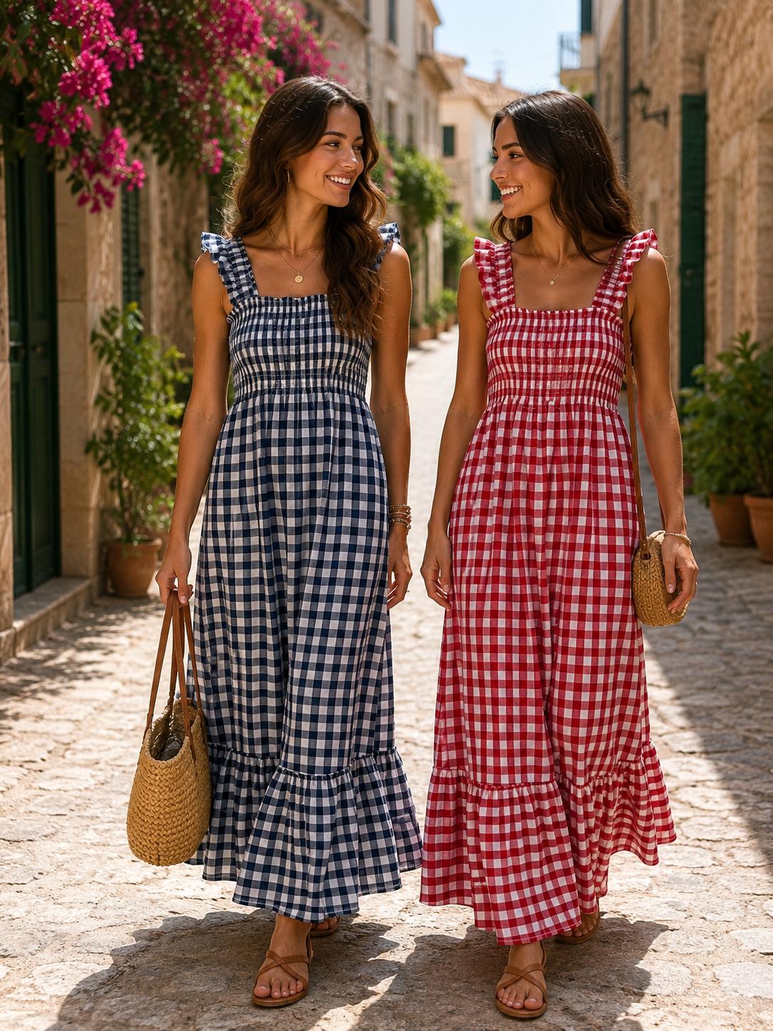 Vestido vichy azul marino